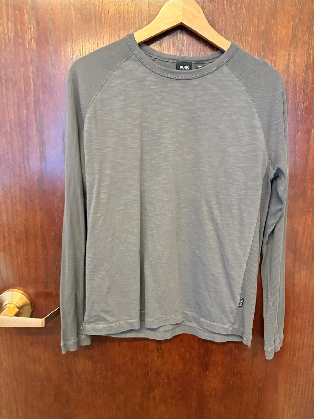 BOSS Men's Long-Sleeve Crewneck Tee in Gray